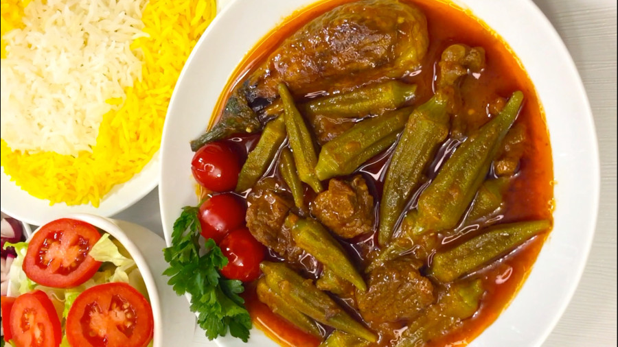 طرز تهیه خورشت بادمجان بامیه ساده و خوشمزه / آشپزی غذای مجلسی خانگی ایرانی