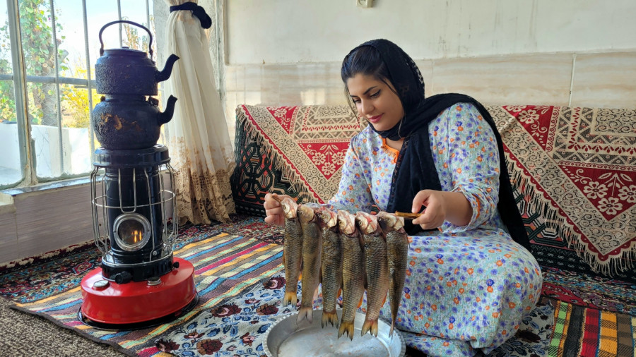 پخت ماهی رودخانه ای به سبک روستا کوهستانی