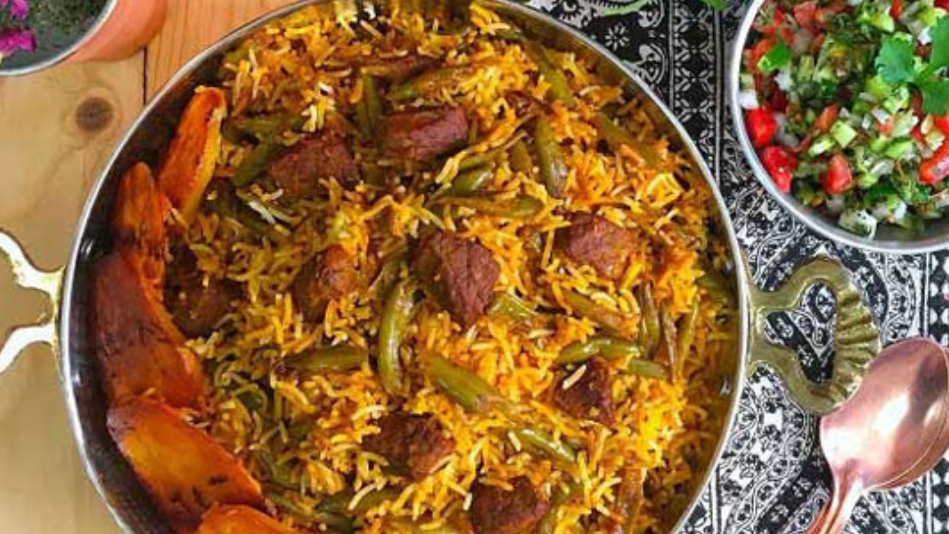 روش پخت لوبیا پلو با گوشت تکه‌ای