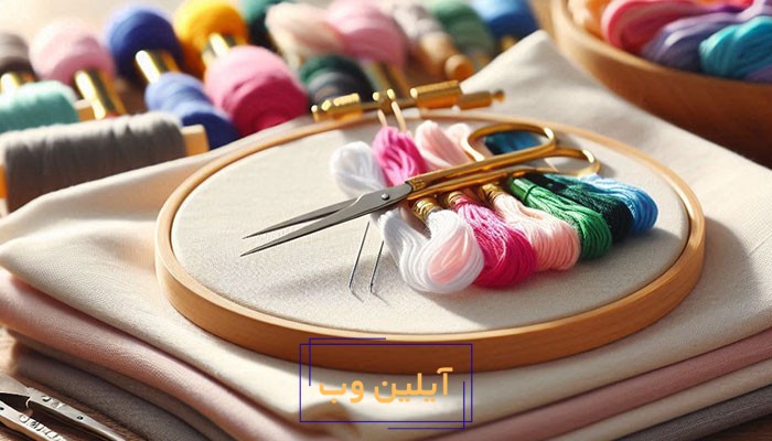 مراحل گلدوزی یک گل ساده روی پارچه