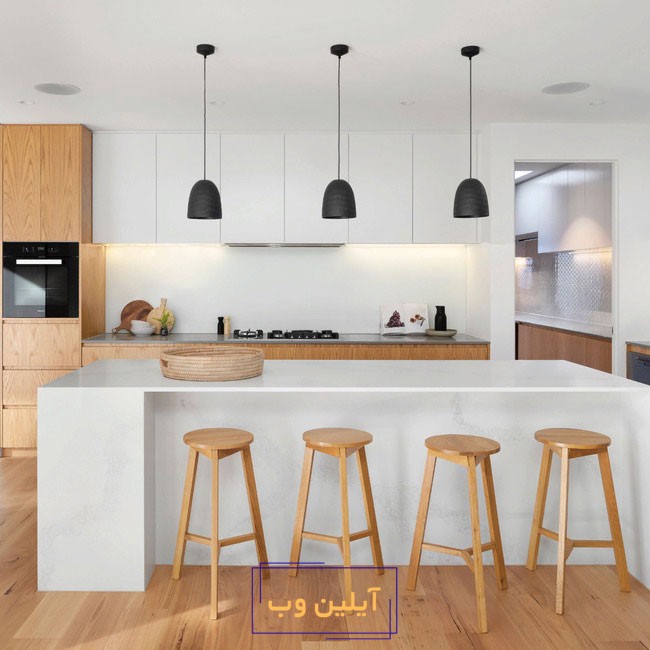 آشپزخانه مینیمال میز و صندلی