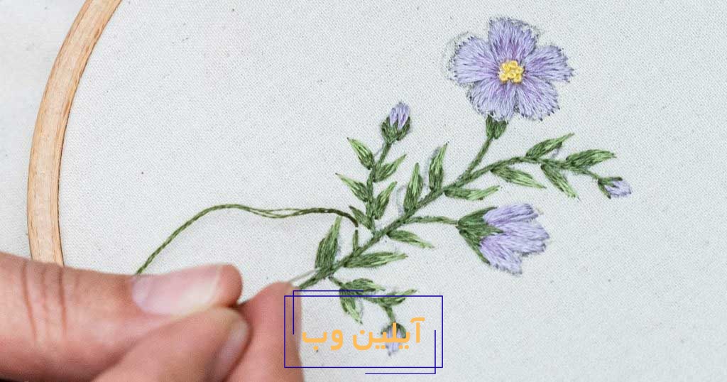 گلدوزی طرح گل و بته