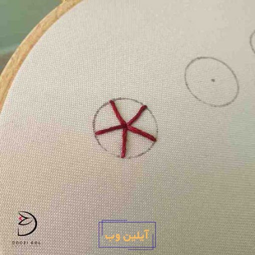 دوخت رز عنکبوتی در گلدوزی برزیلی گام سوم