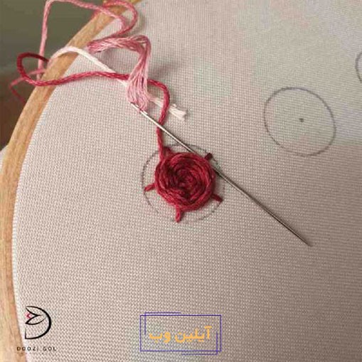 دوخت رز عنکبوتی در گلدوزی برزیلی گام ششم
