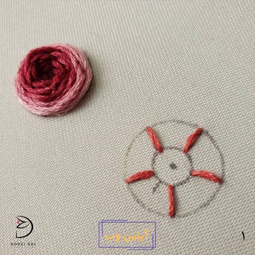 آموزش دوخت رز عنکبوتی در گلدوزی-1