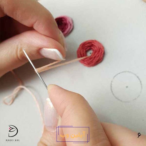 آموزش دوخت رز عنکبوتی در گلدوزی-6