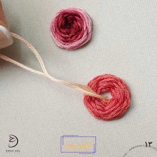 آموزش دوخت رز عنکبوتی در گلدوزی-13
