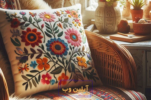 طرح خام گلدوزی روی کوسن