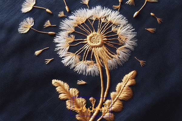 طرح خام گلدوزی قاصدک برای گلدوزی