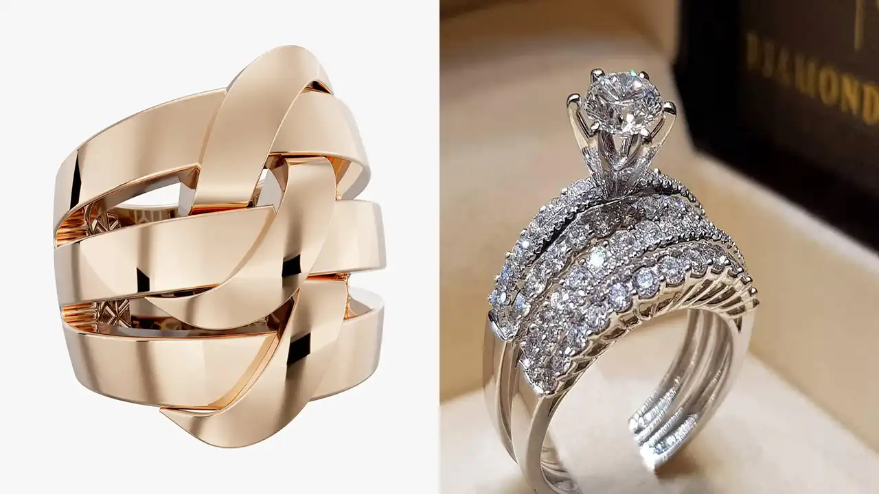 انگشتر طلا بزرگ شکیل + مدل های جدید و بسیار چشمگیر انگشتر طلا زنانه