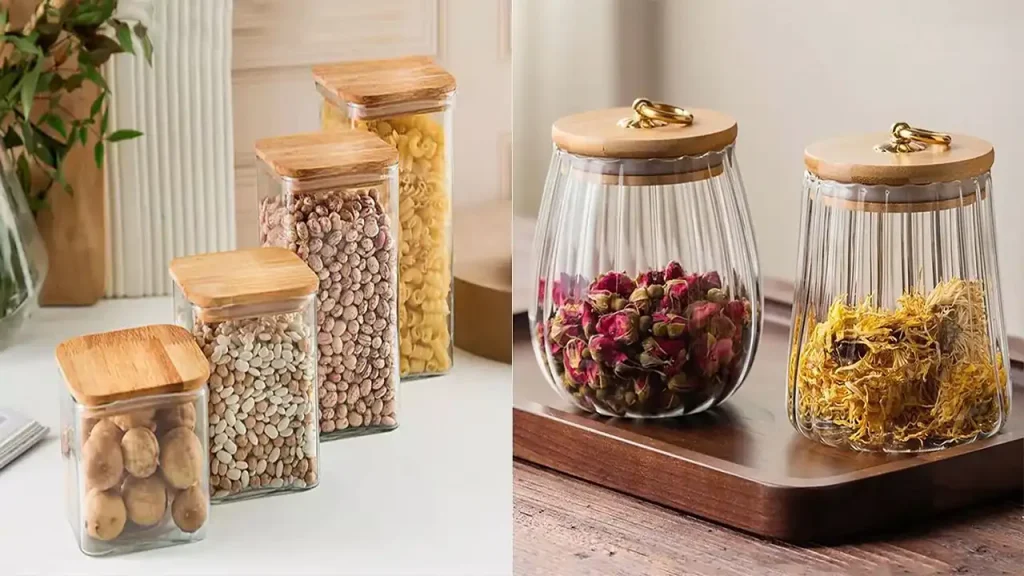 بانکه حبوبات شیشه ای + جدیدترین و خاص ترین مدل های بانکه حبوبات شیشه ای برای نظم دهی کابینت