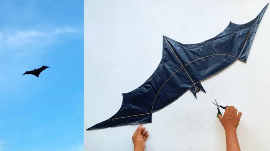 آموزش ساخت کاردستی بادبادک خفاش بتمن با چوب نارگیل | کاردستی کودکانه خلاقانه