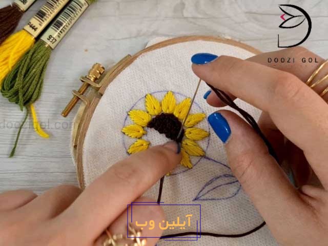 آموزش گلآیلین وب آفتاب گردان ساده و برزیلی