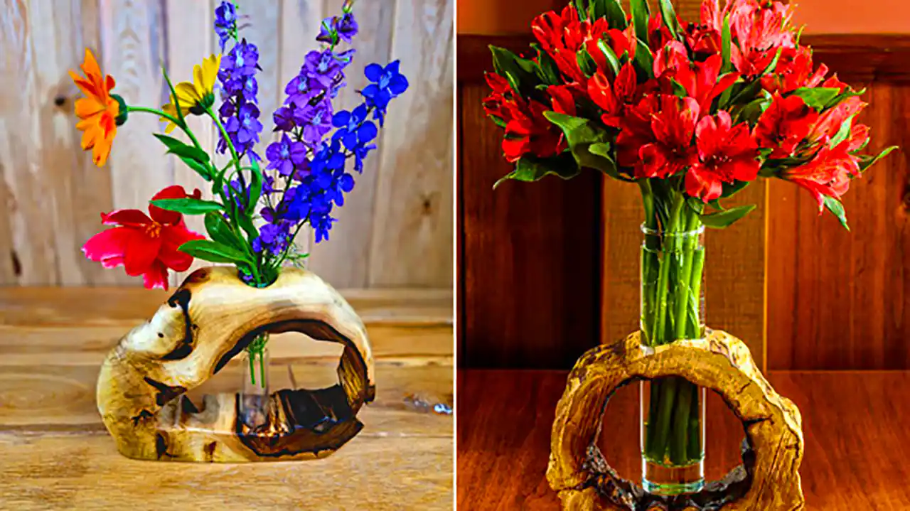 گلدان چوبی دکوری