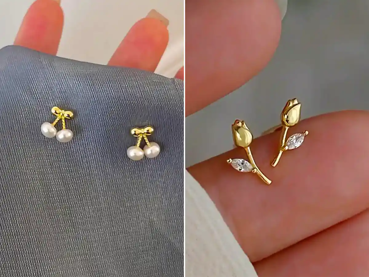 گوشواره طلا ریز و کیوت