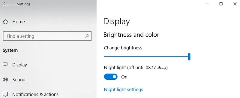 فعال&zwnj; سازی Night Light (نور شب)