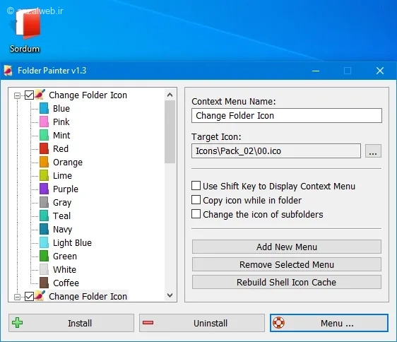رنگ&zwnj;بندی فولدرها با Folder Painter
