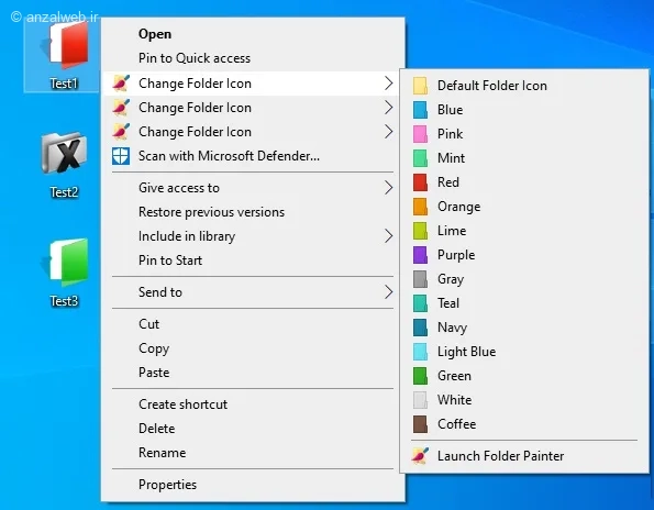 رنگ&zwnj;بندی فولدرها با Folder Painter