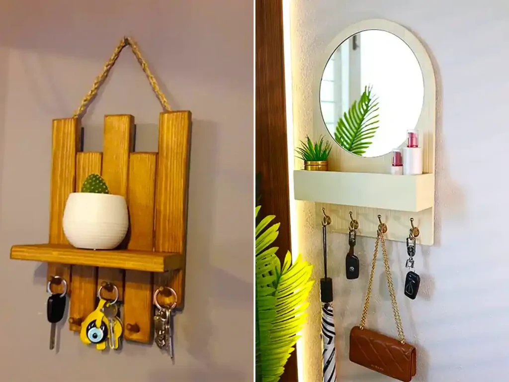 جا کلیدی دیواری چوبی شیک