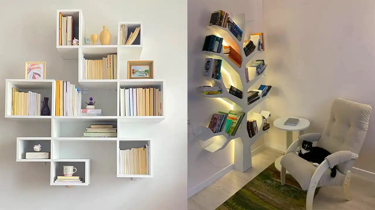 مدل کتابخانه دیواری شیک + زیباترین مدل های کتابخانه دیواری بسیار لاکچری