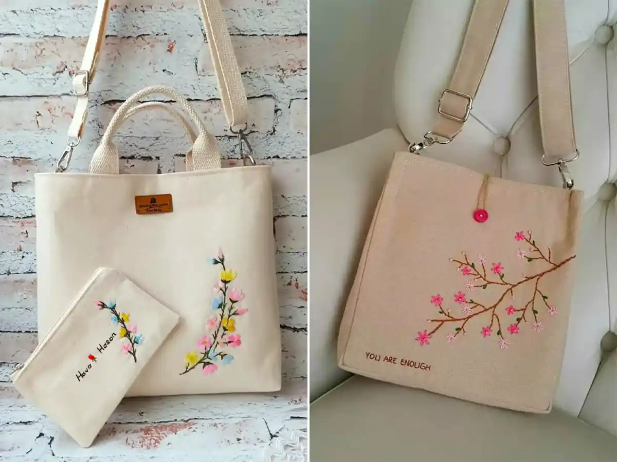 کیف پارچه ای گلدوزی شده زیبا