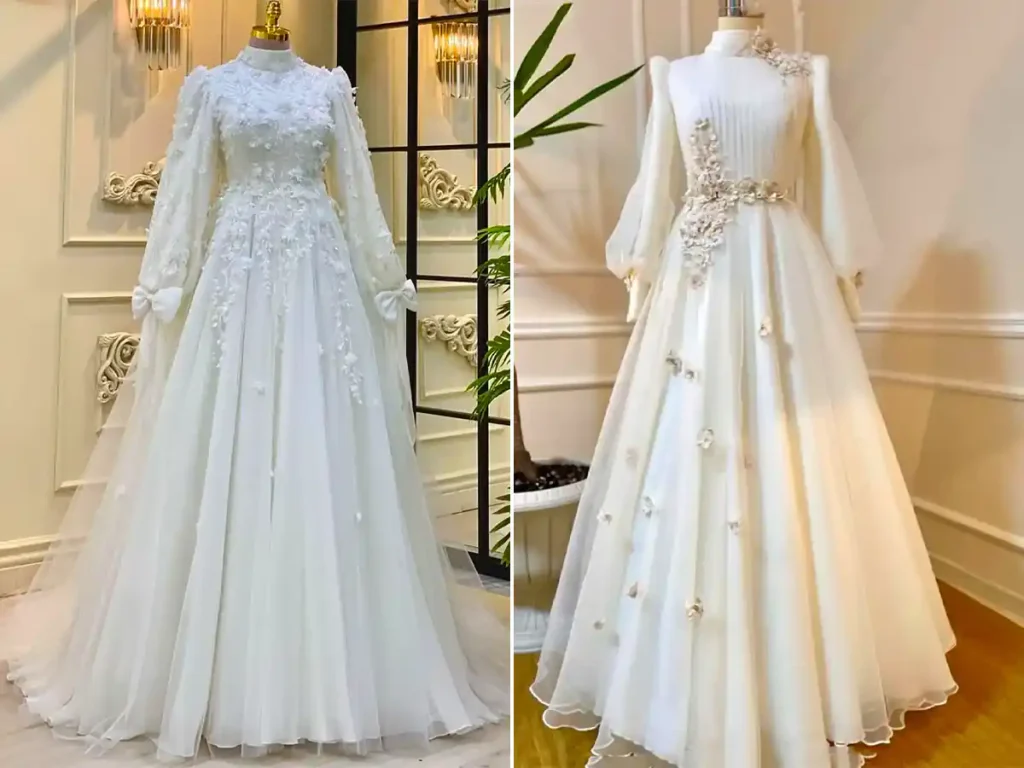 لباس عروس ساده و آستین دار