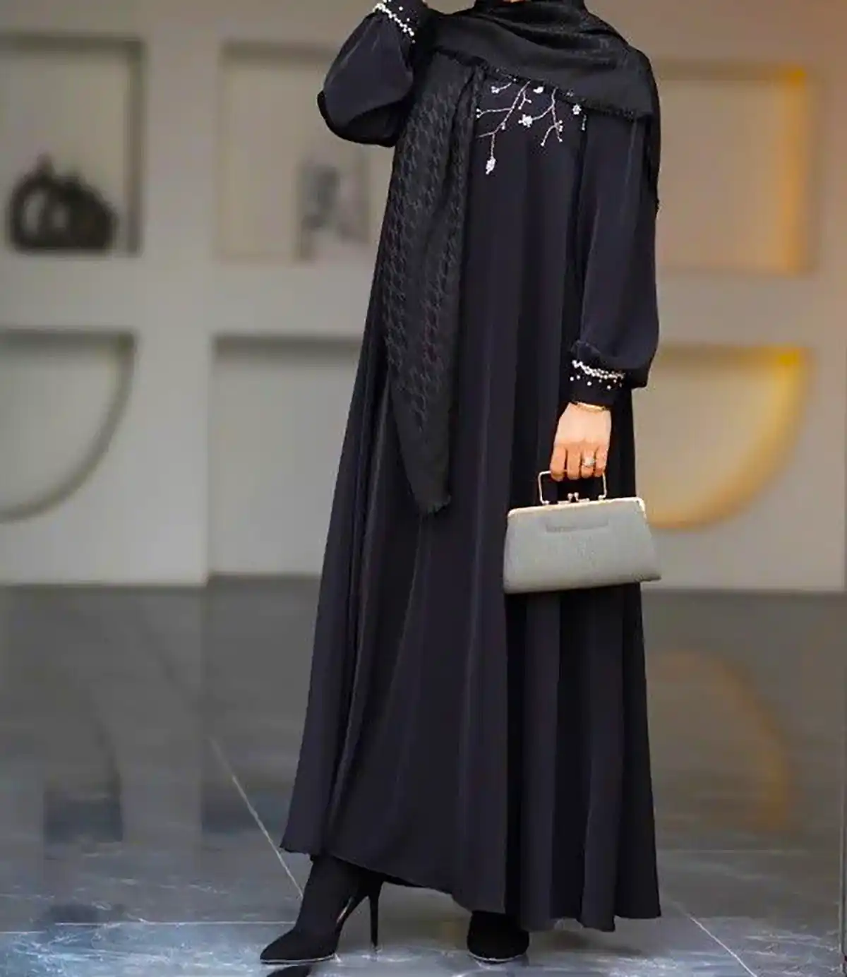 مانتو عبایی مشکی بلند