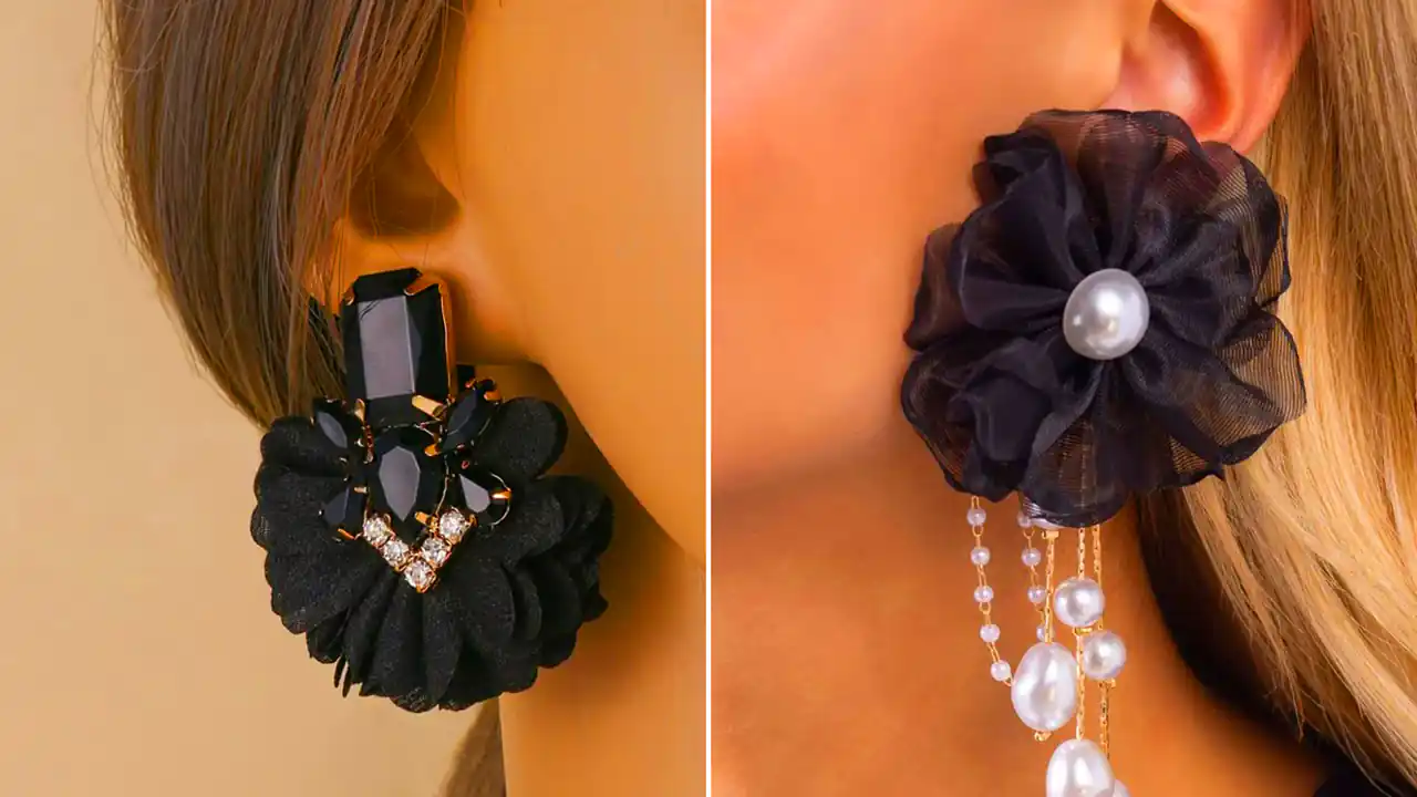 مدل گوشواره گلبرگی مشکی