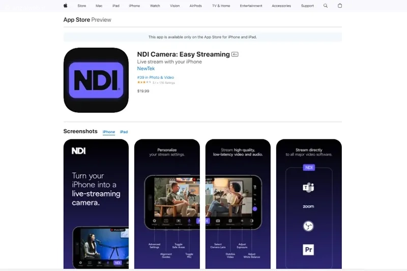 نرم افزار انتقال تصویر دوربین ایفون به ویندوز NDI
