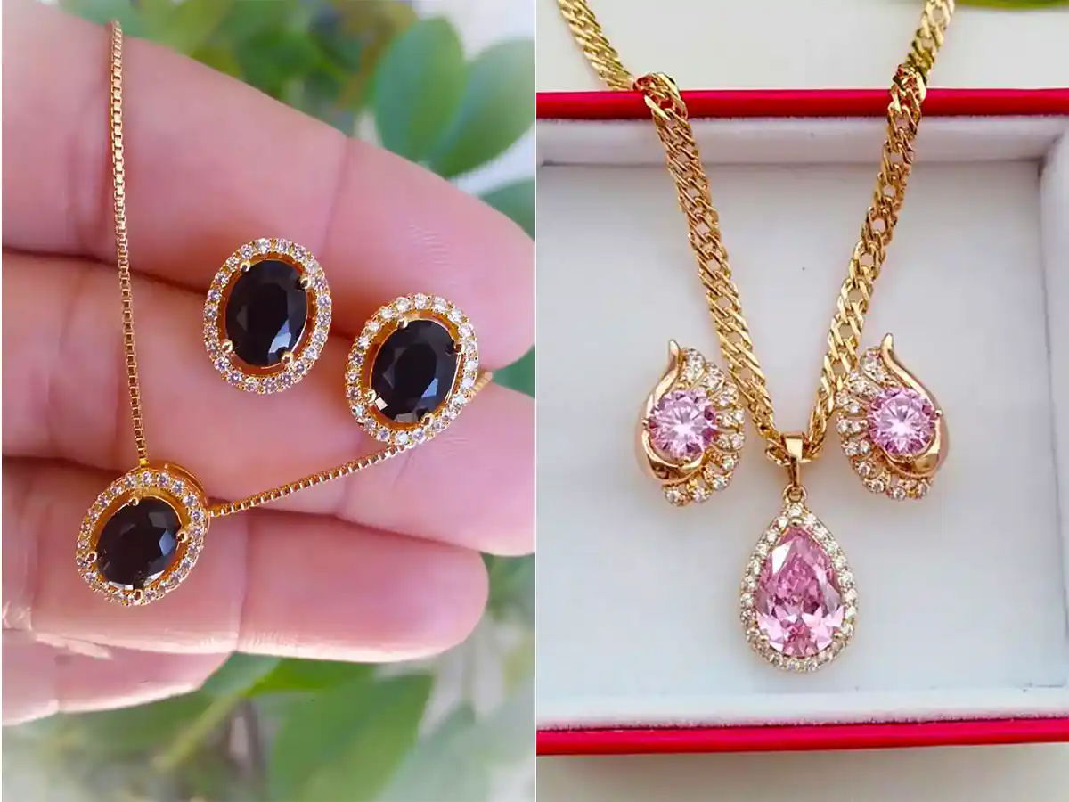 نیم ست سنگی طلا