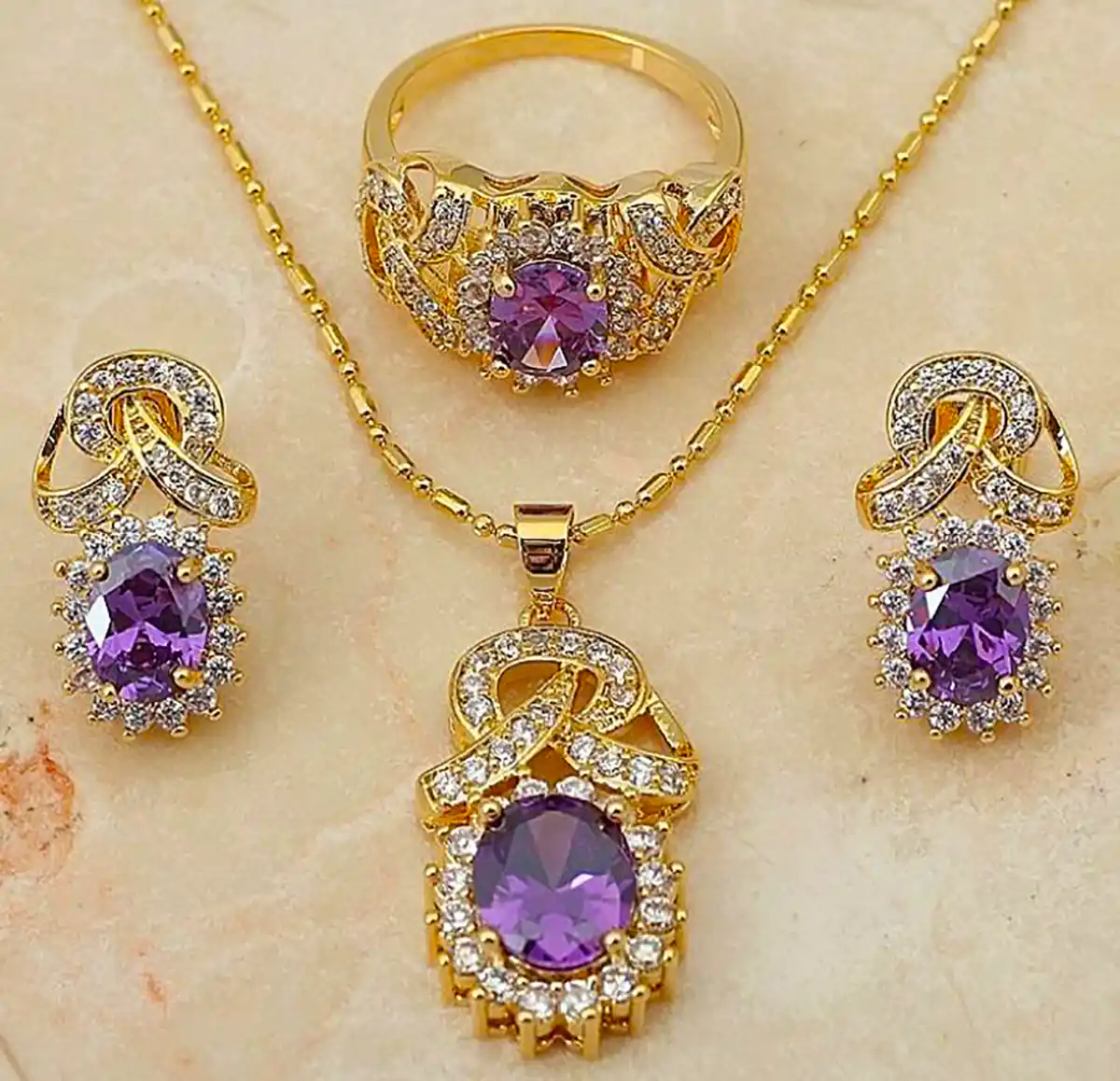 نیم ست سنگی طلا