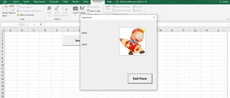 نتیجه نهایی عکس در UserForm