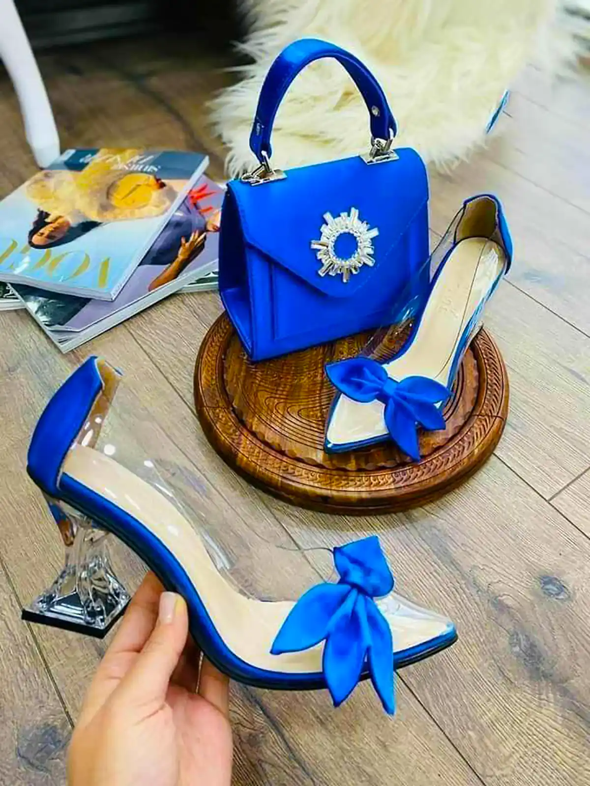 ست کیف و کفش آبی کاربی