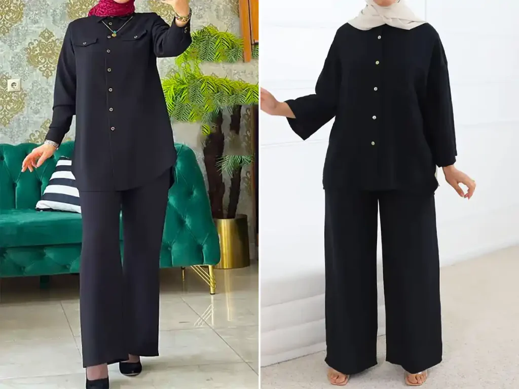 ست شومیز شلوار مشکی زنانه