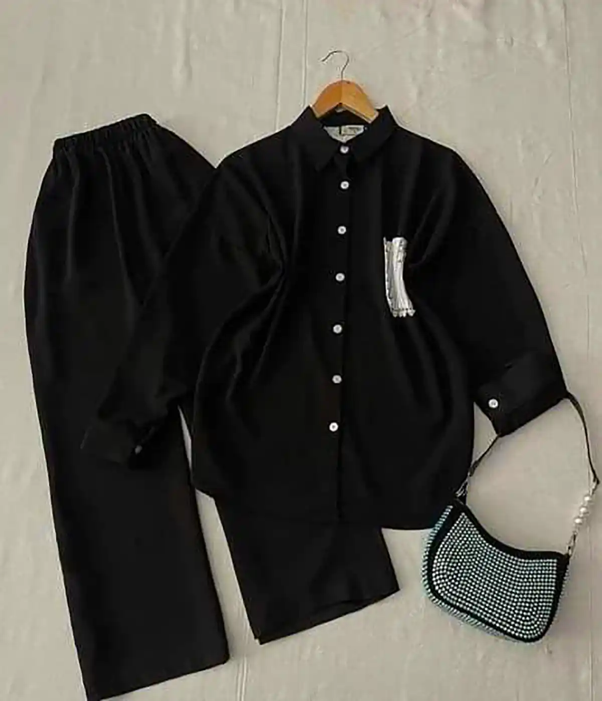 ست شومیز شلوار مشکی زنانه