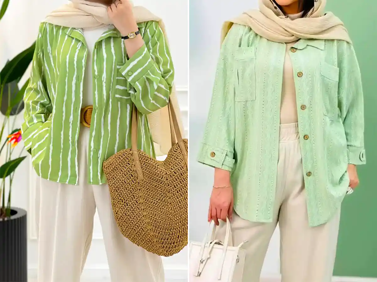 شومیز مانتویی دکمه دار زیبا