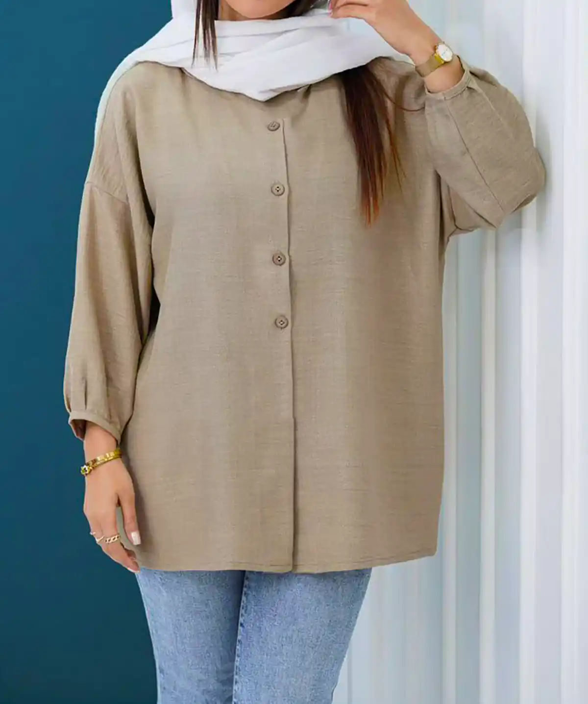 شومیز مانتویی دکمه دار زیبا