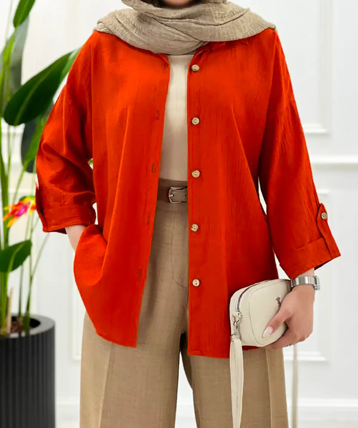 شومیز مانتویی دکمه دار زیبا