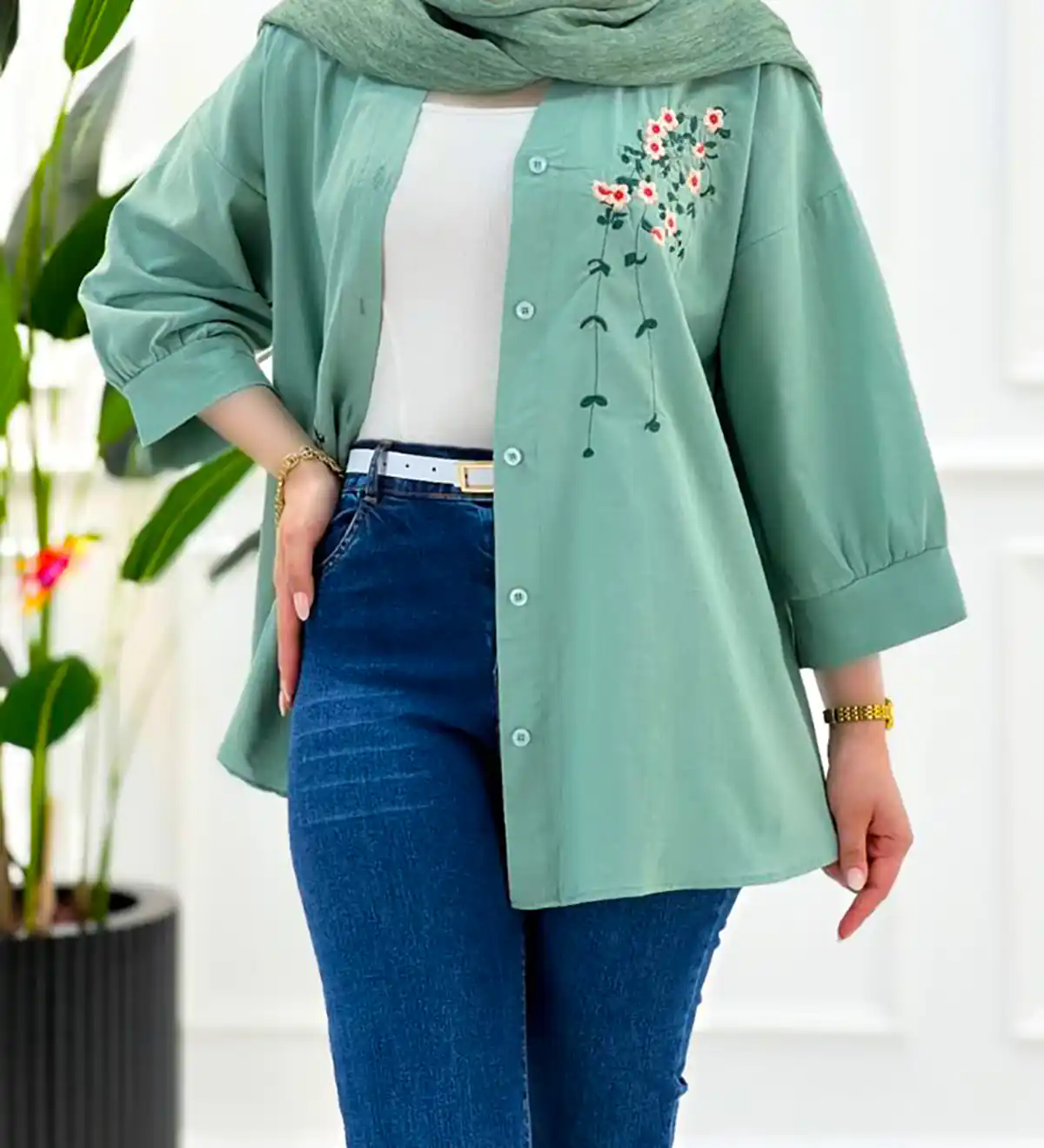 شومیز مانتویی دکمه دار زیبا