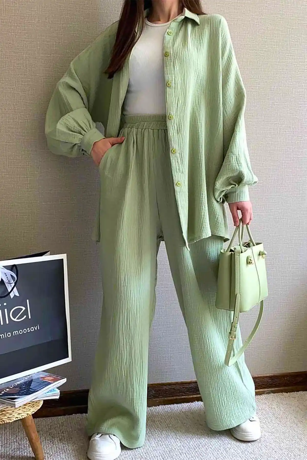 شومیز مانتویی دکمه دار زیبا