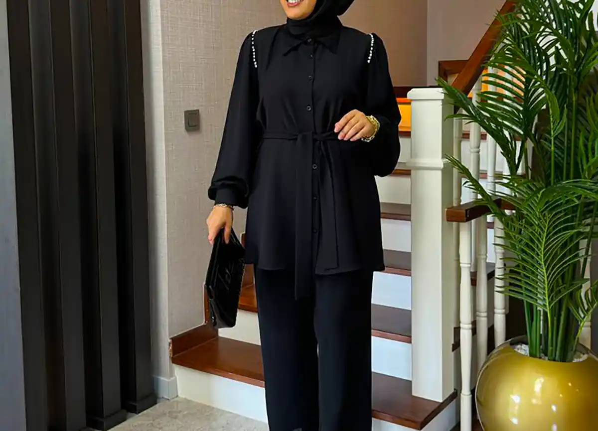 شومیز مانتویی مشکی شیک