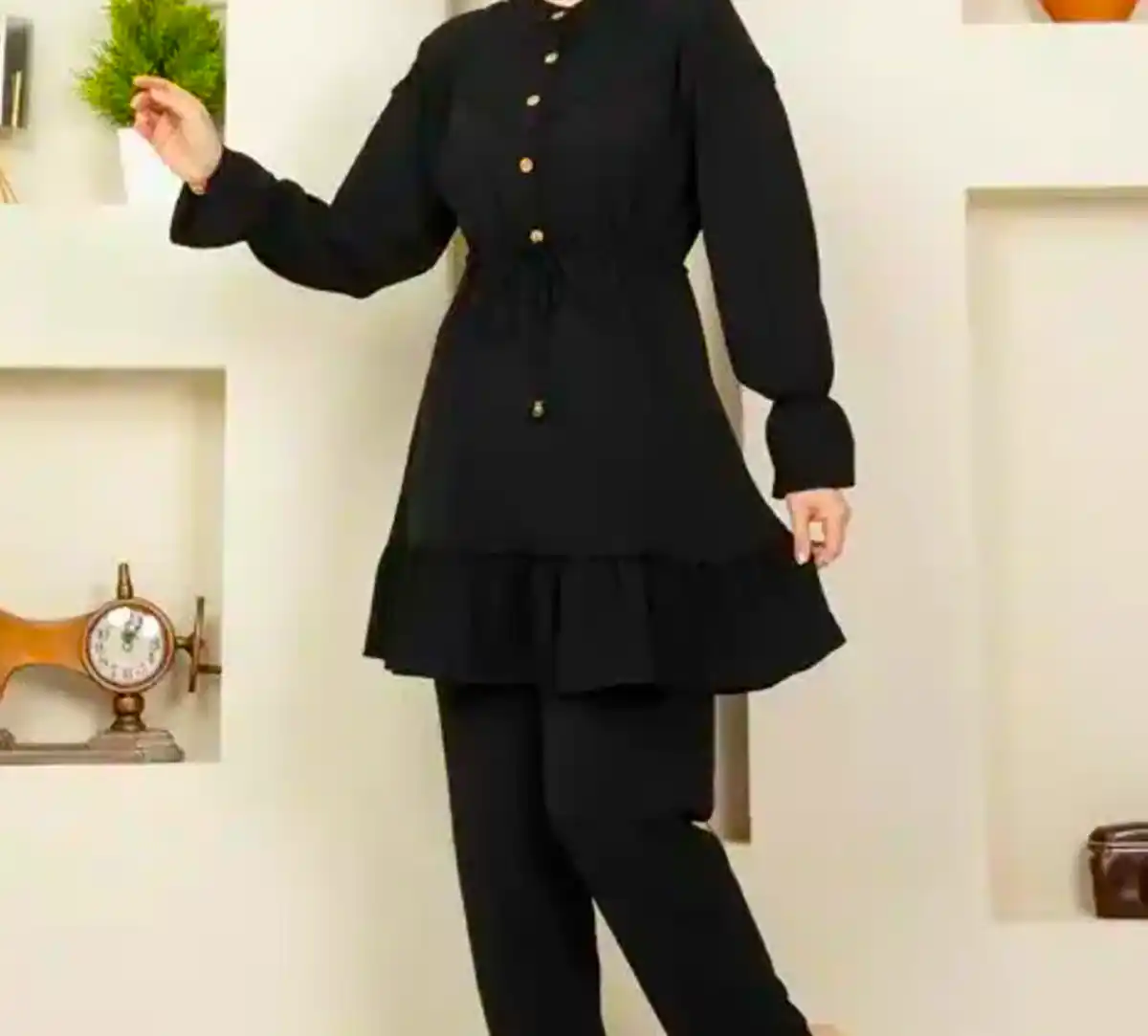 شومیز مانتویی مشکی شیک