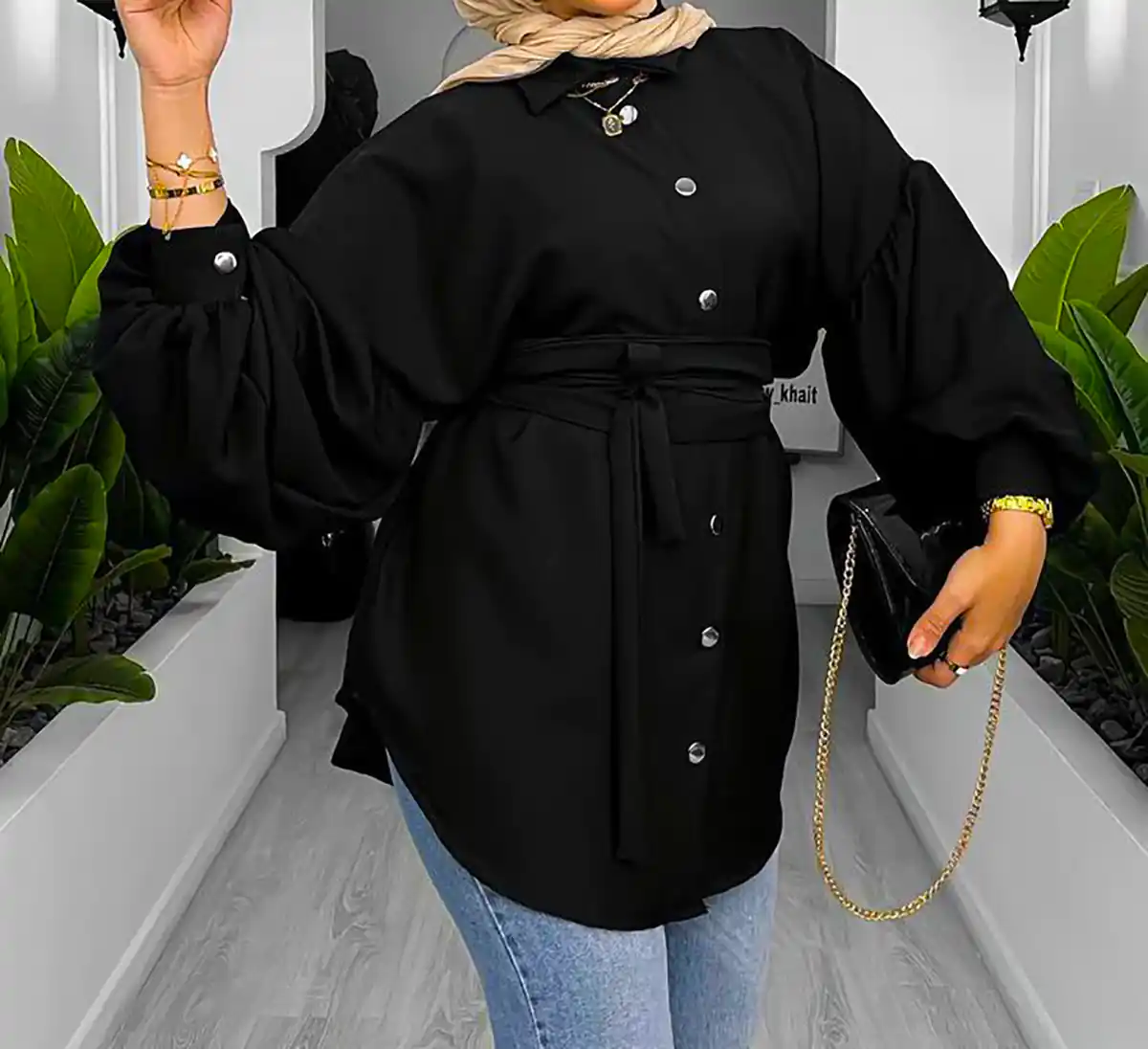 شومیز مانتویی مشکی شیک