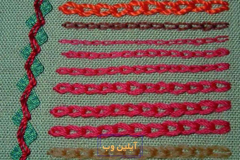 آموزش دوخت زنجیره در گلدوزی