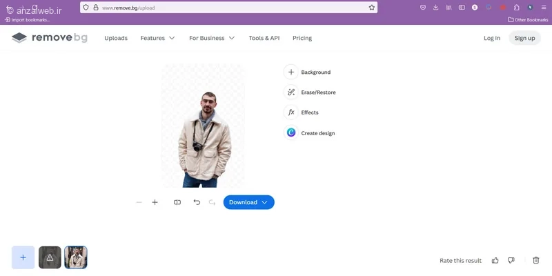 استفاده از سایت Remove.bg برای حذف پس&zwnj;زمینه