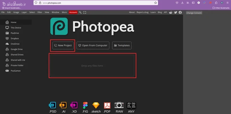 استفاده از photopea برای تنظیمات تصویر