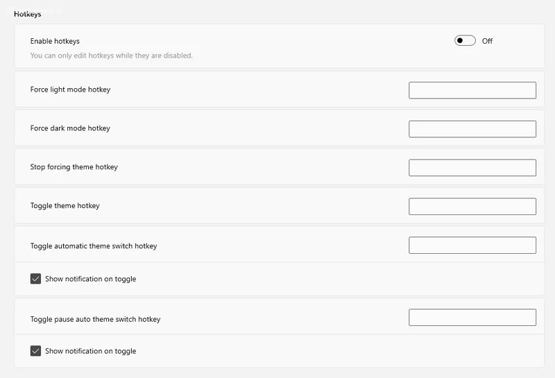 Hotkeys تغییر تم لپ تاپ ویندوز 11
